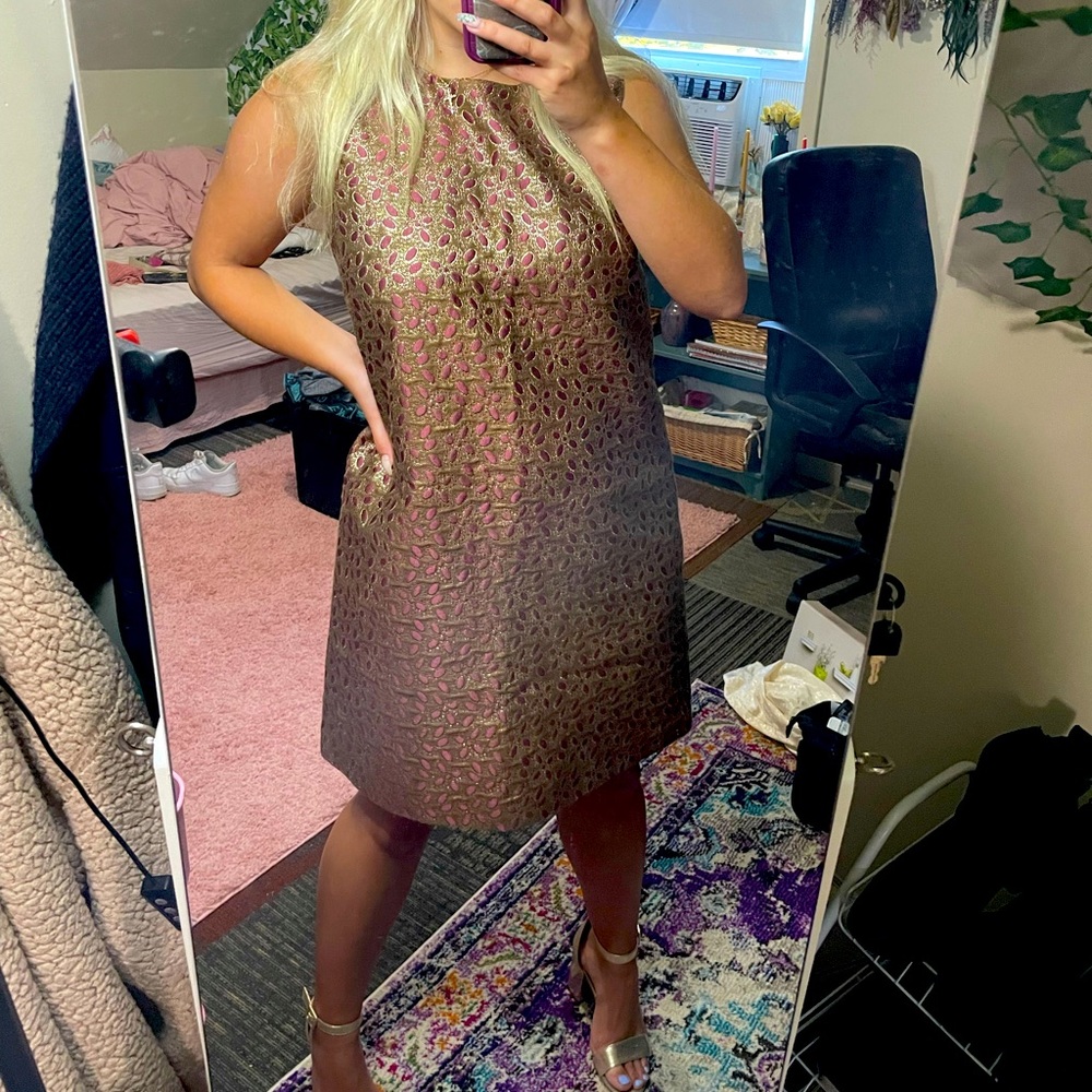 Red Valentino Shift Dress Metallic